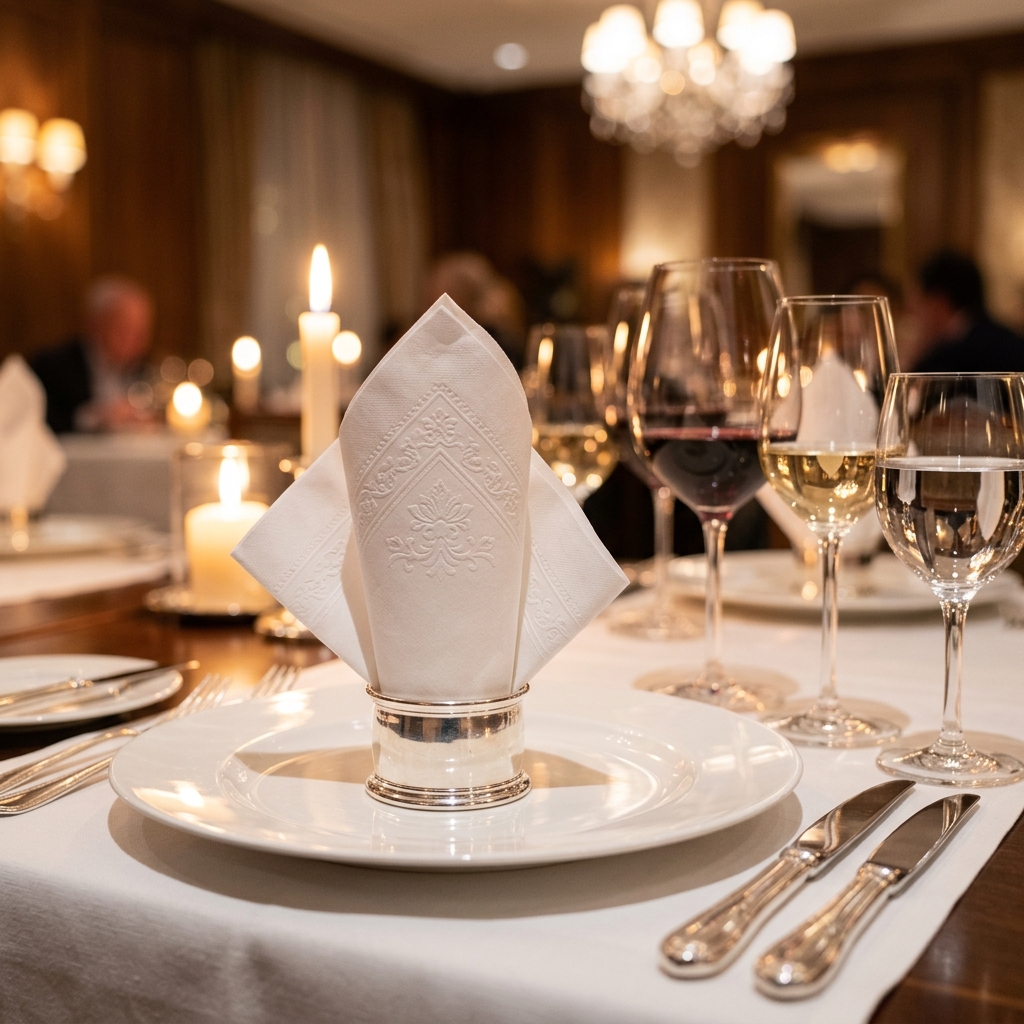 Luxury dining tables with White Petals napkins